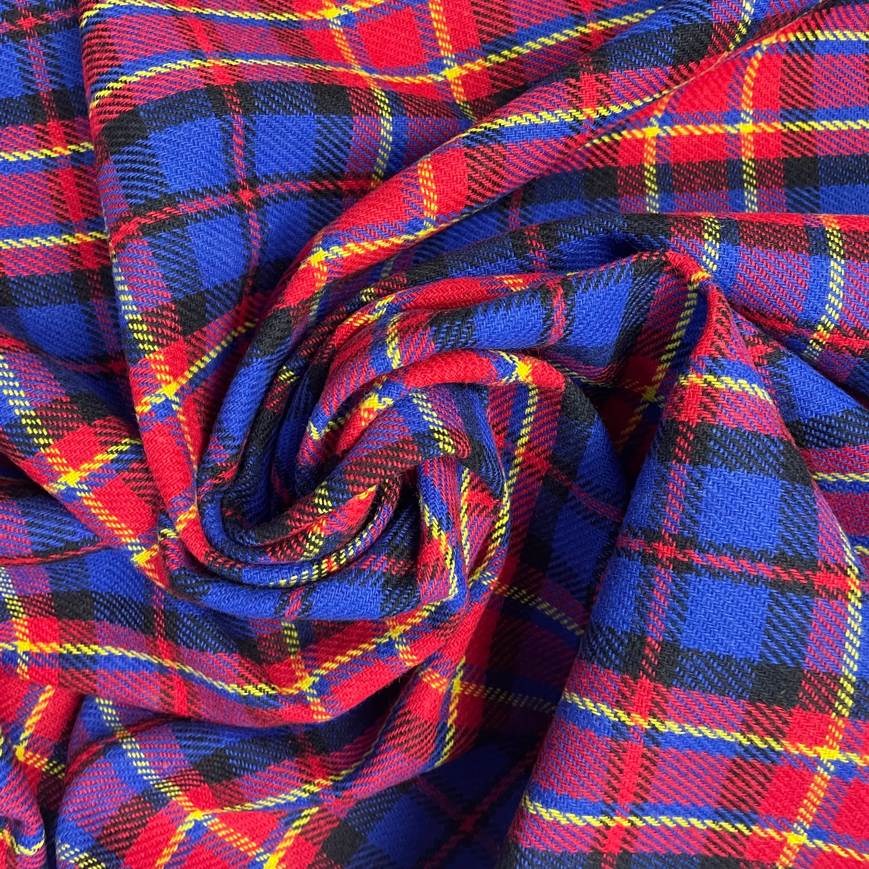 1970's Red and Blue Plaid Acrylic Bonded Backed Fabric- BTY (J6)