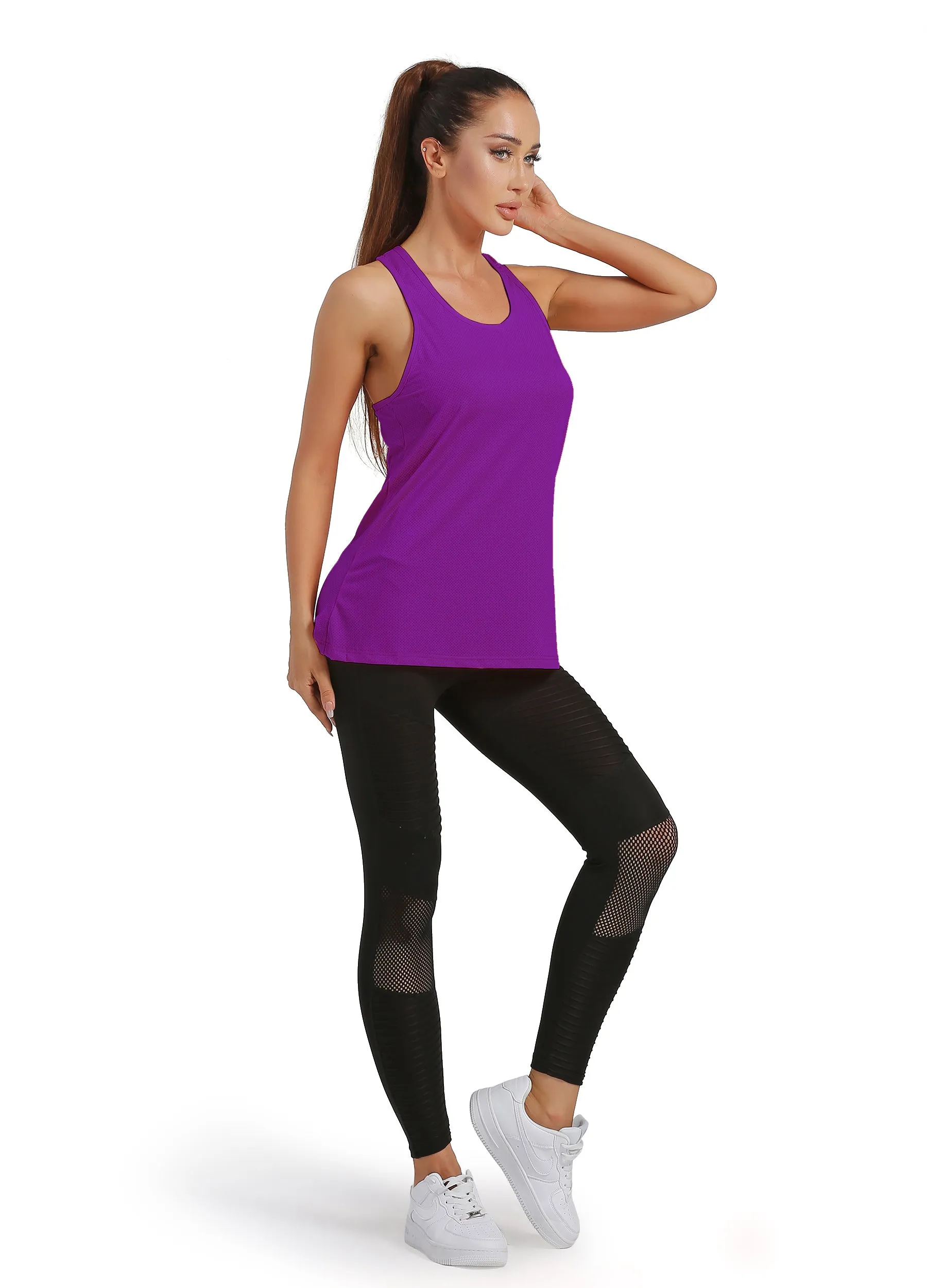 4POSE Women's Racerback Stretch Sleeveless Sport Tank Top(Clearance)