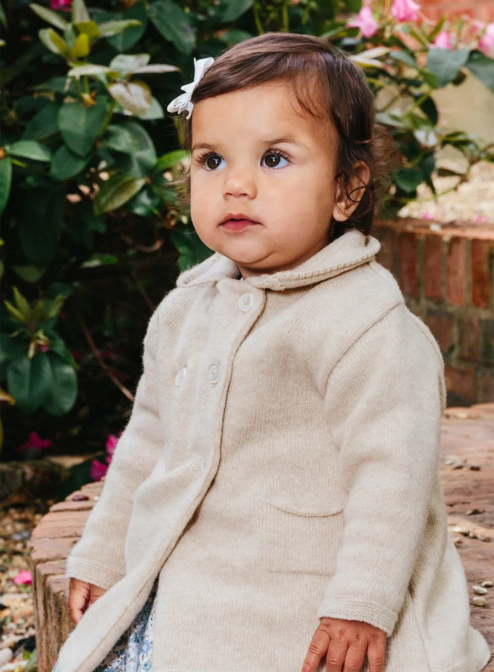 Baby Alexandra Knitted Coat in Oatmeal