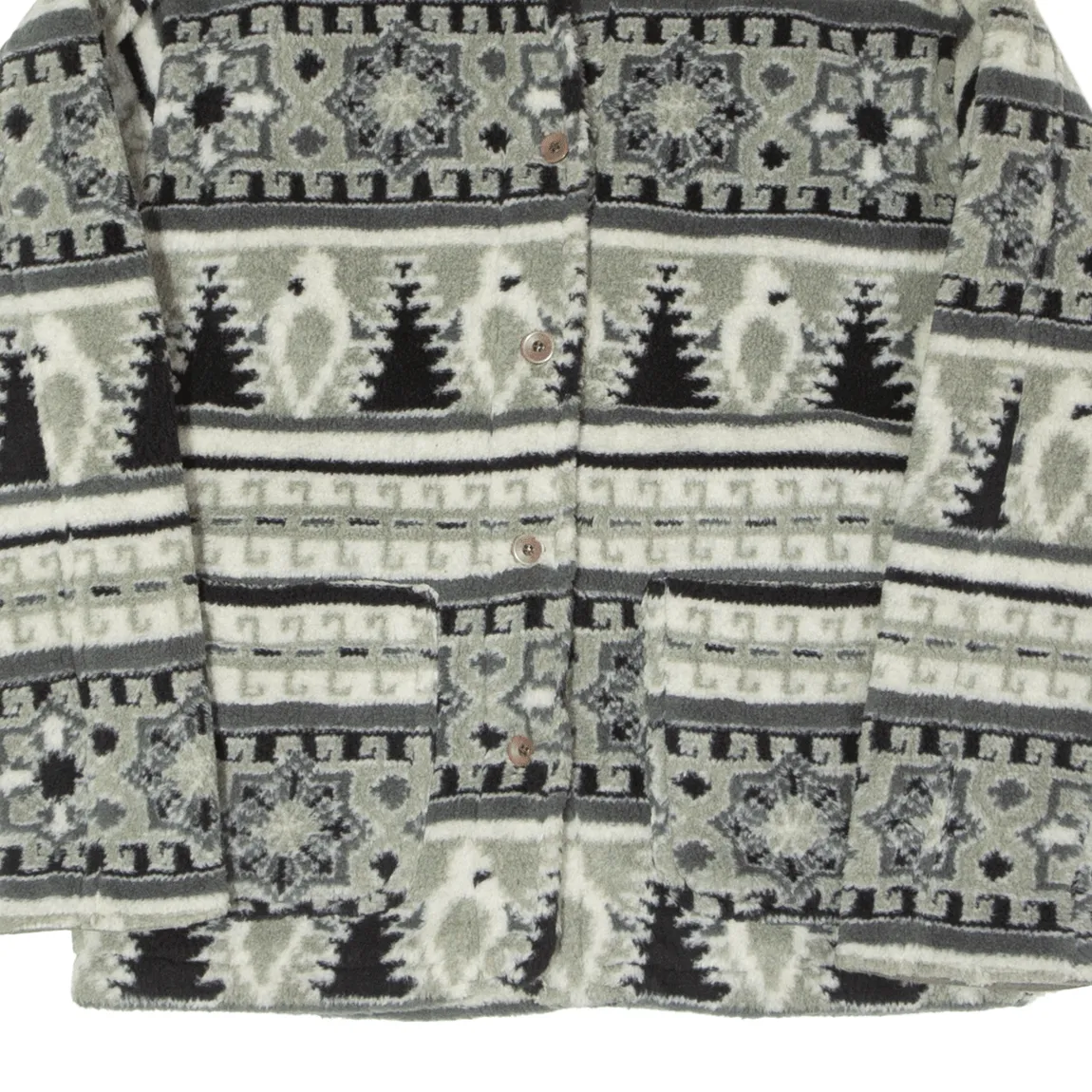 BEST WAY Fleece Mens Overcoat Jacket Grey Crazy Pattern S