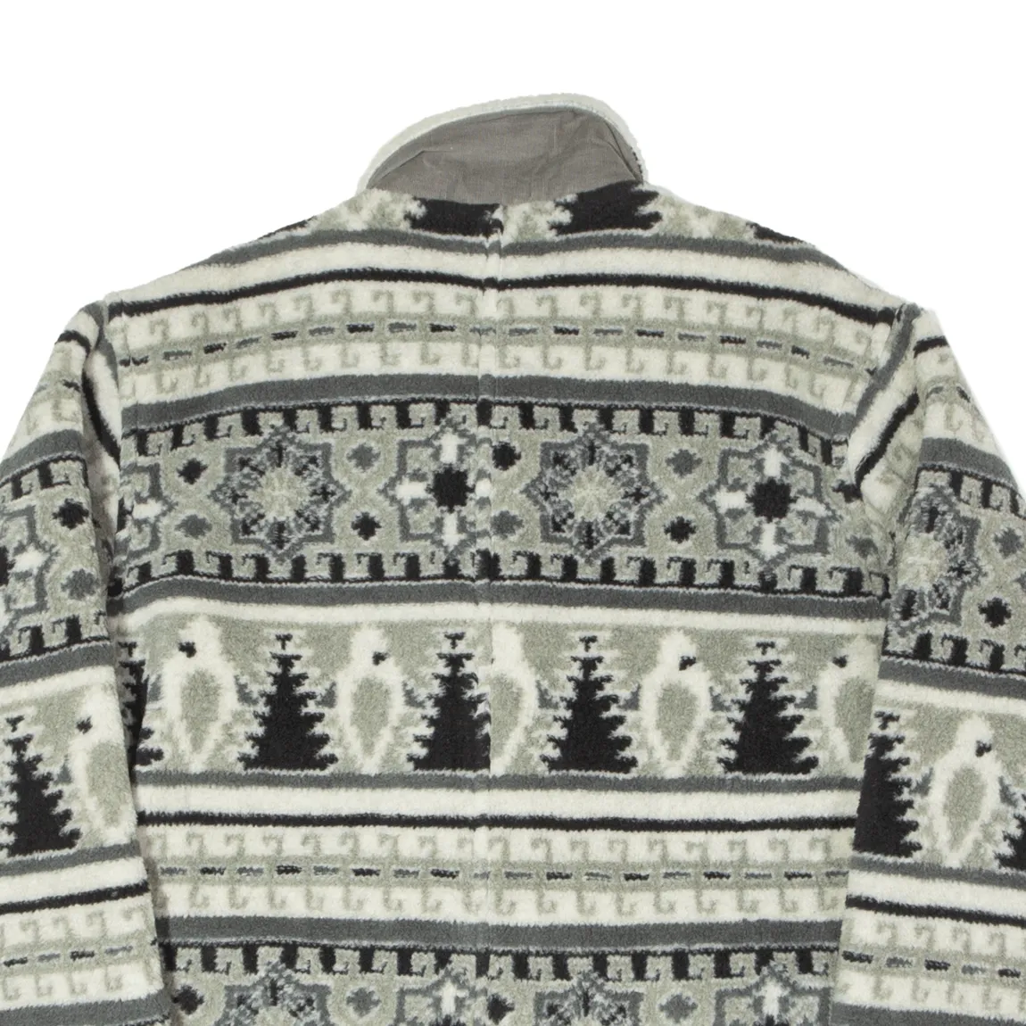 BEST WAY Fleece Mens Overcoat Jacket Grey Crazy Pattern S