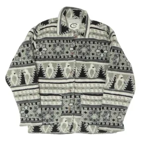 BEST WAY Fleece Mens Overcoat Jacket Grey Crazy Pattern S