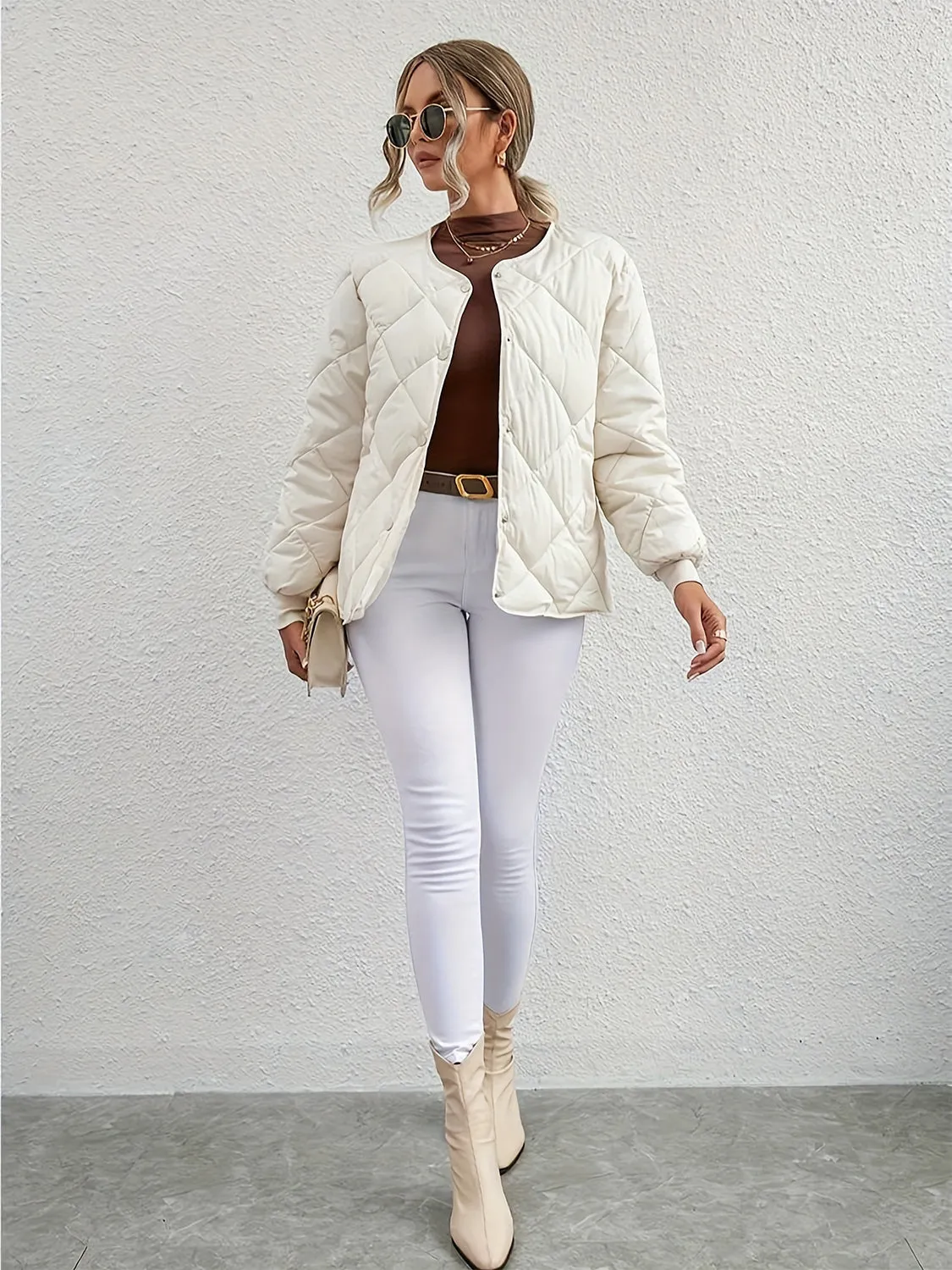 Blue Zone Planet |  Bubble Texture Snap Down Long Sleeve Winter Coat