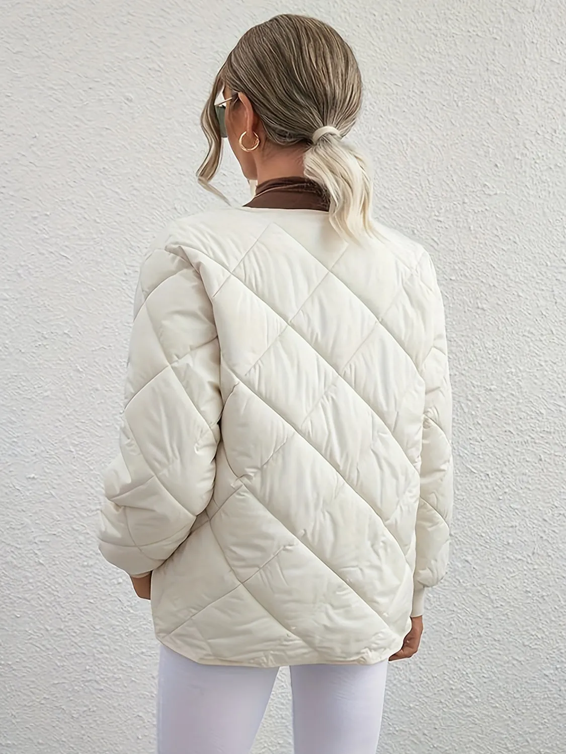 Blue Zone Planet |  Bubble Texture Snap Down Long Sleeve Winter Coat