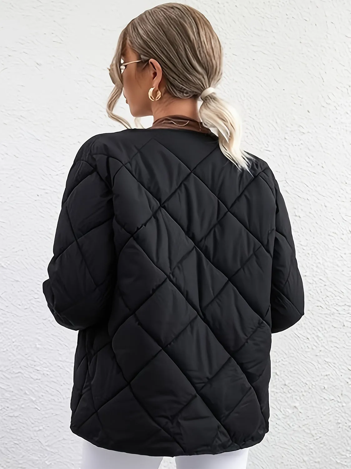 Blue Zone Planet |  Bubble Texture Snap Down Long Sleeve Winter Coat