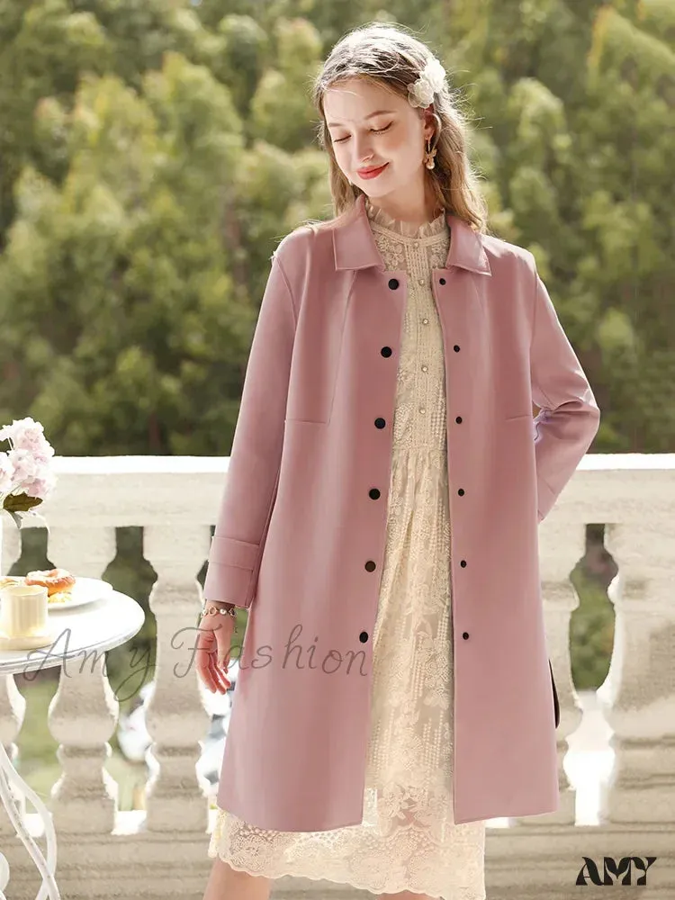 British Mid-length High-grade Gentle Retro Turn-down Collar Coat