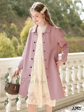British Mid-length High-grade Gentle Retro Turn-down Collar Coat