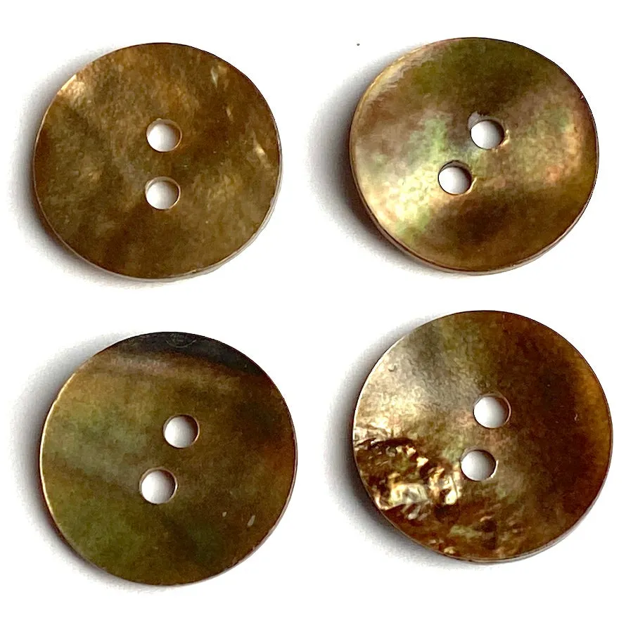 Bronze Iridescent Brown 11/16" Pearl Shell 2-hole Button, Pack of 4   #960-D