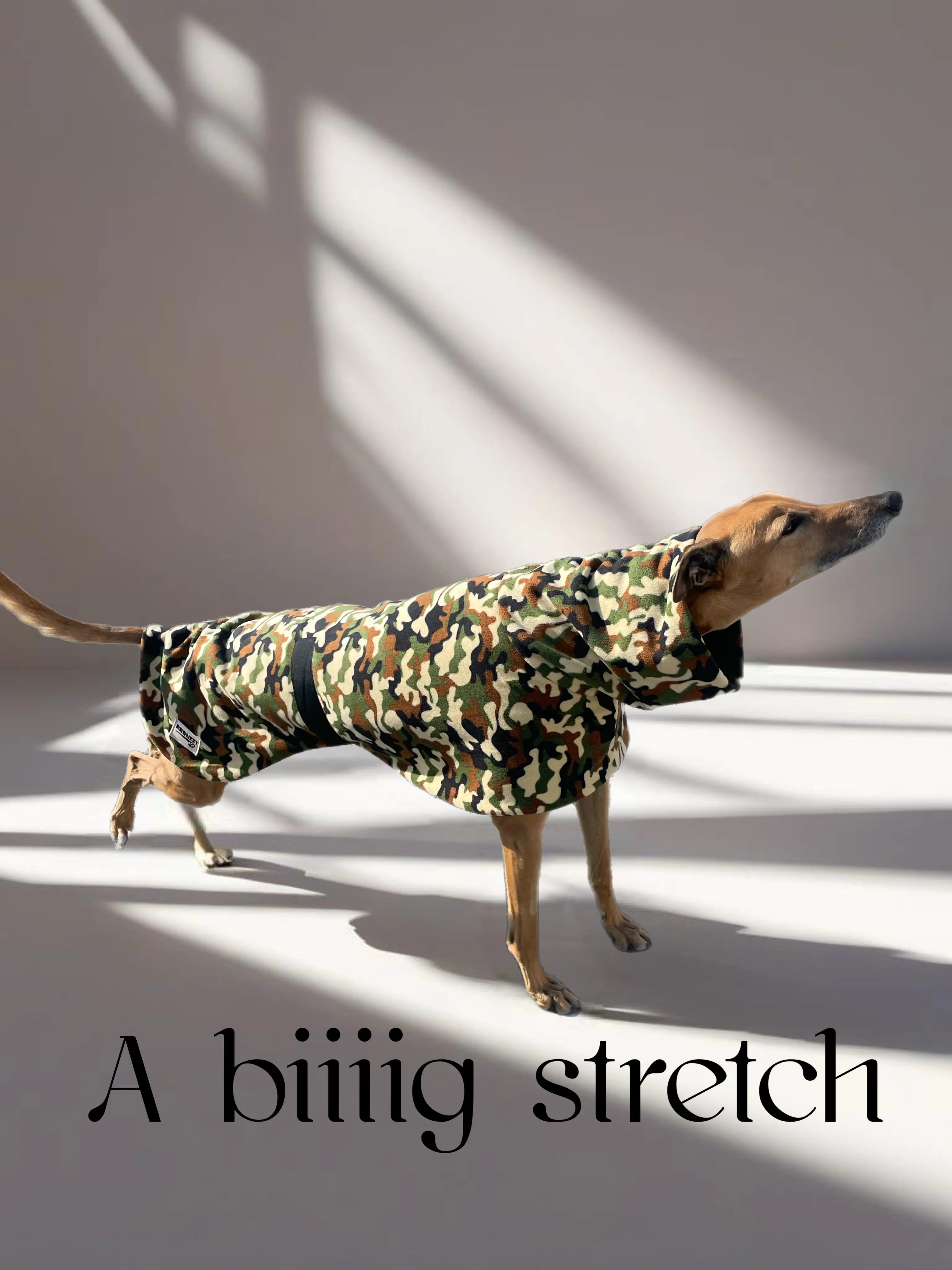 Cammo green print deluxe style greyhound coat camouflage double polar fleece washable