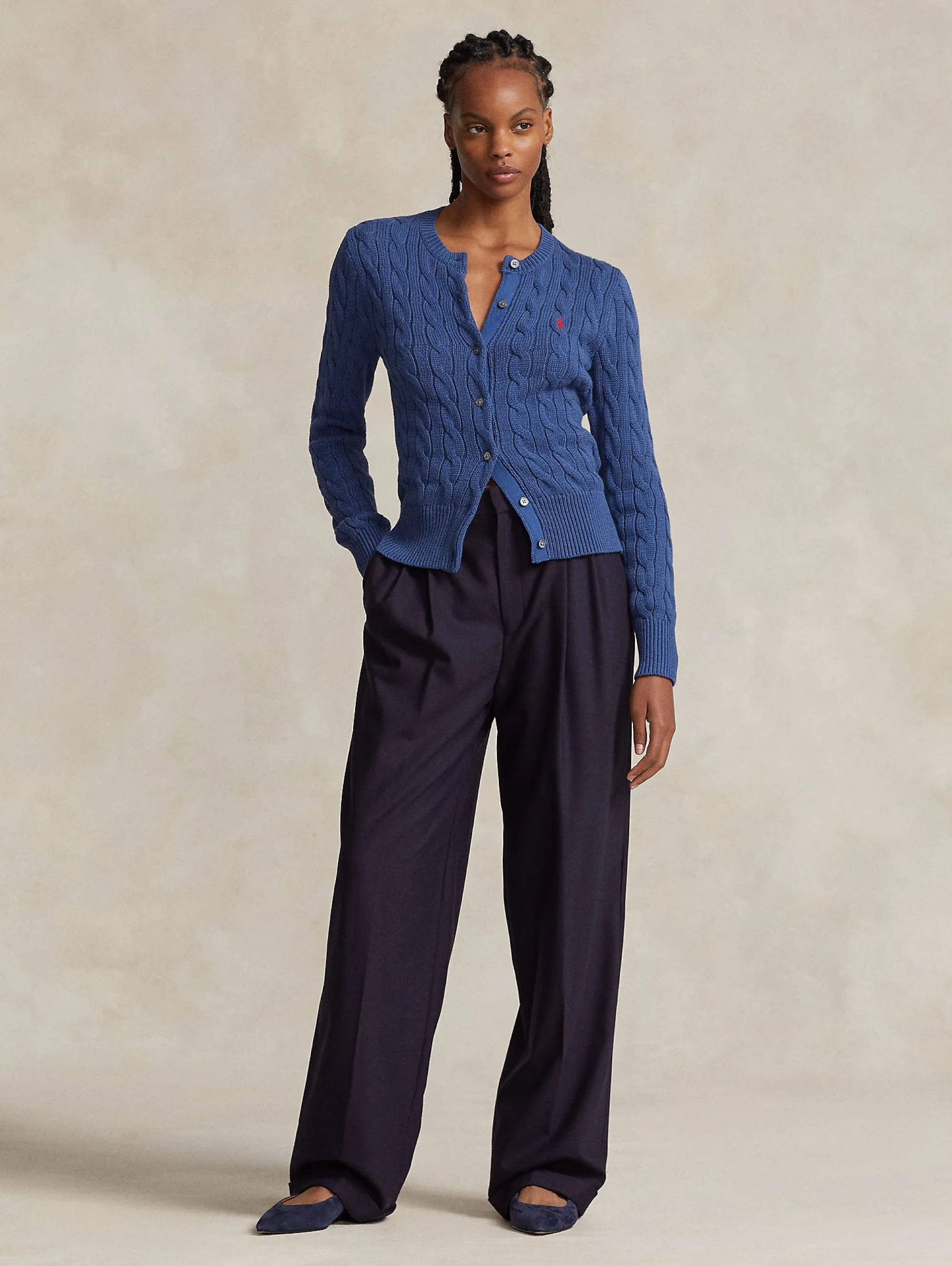 Cardigan a Trecce Blu Medio