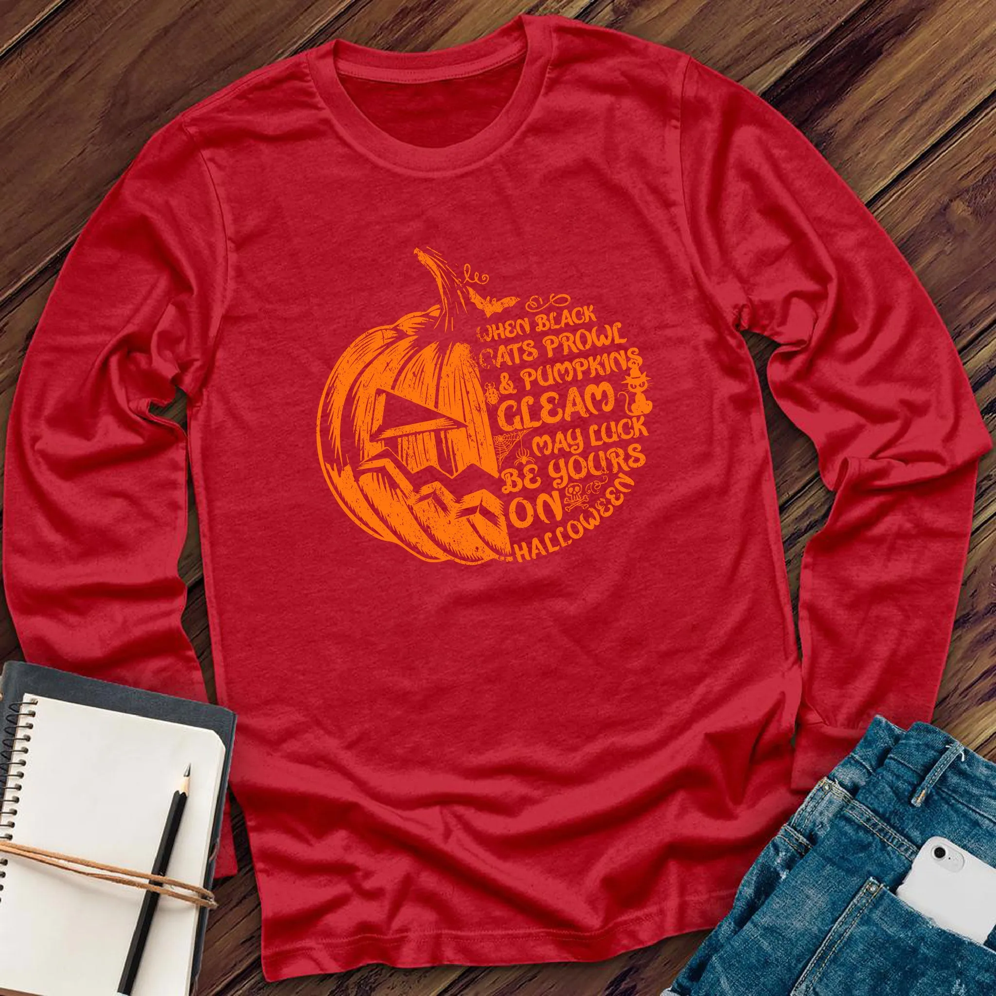 Cats Prowl and Pumpkins Gleam Long Sleeve