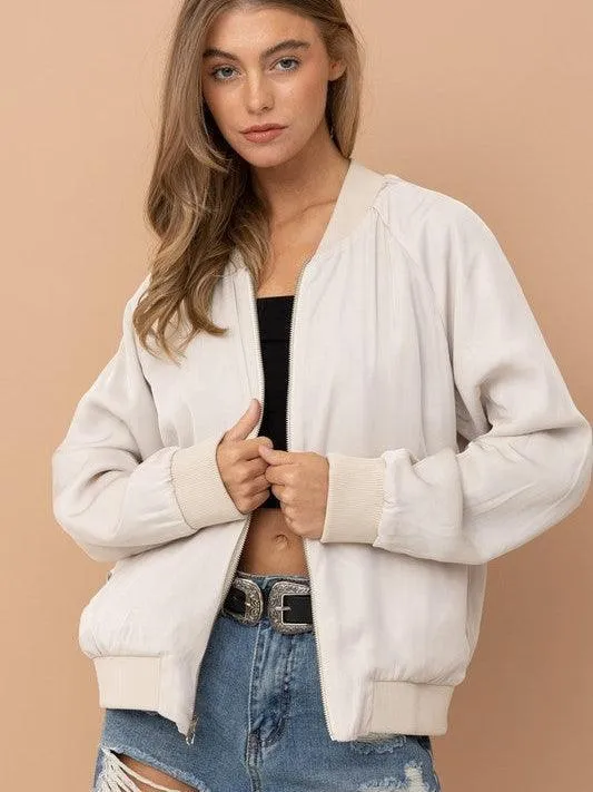 Champagne   Paisley Too Reversible Satin Bomber Jacket
