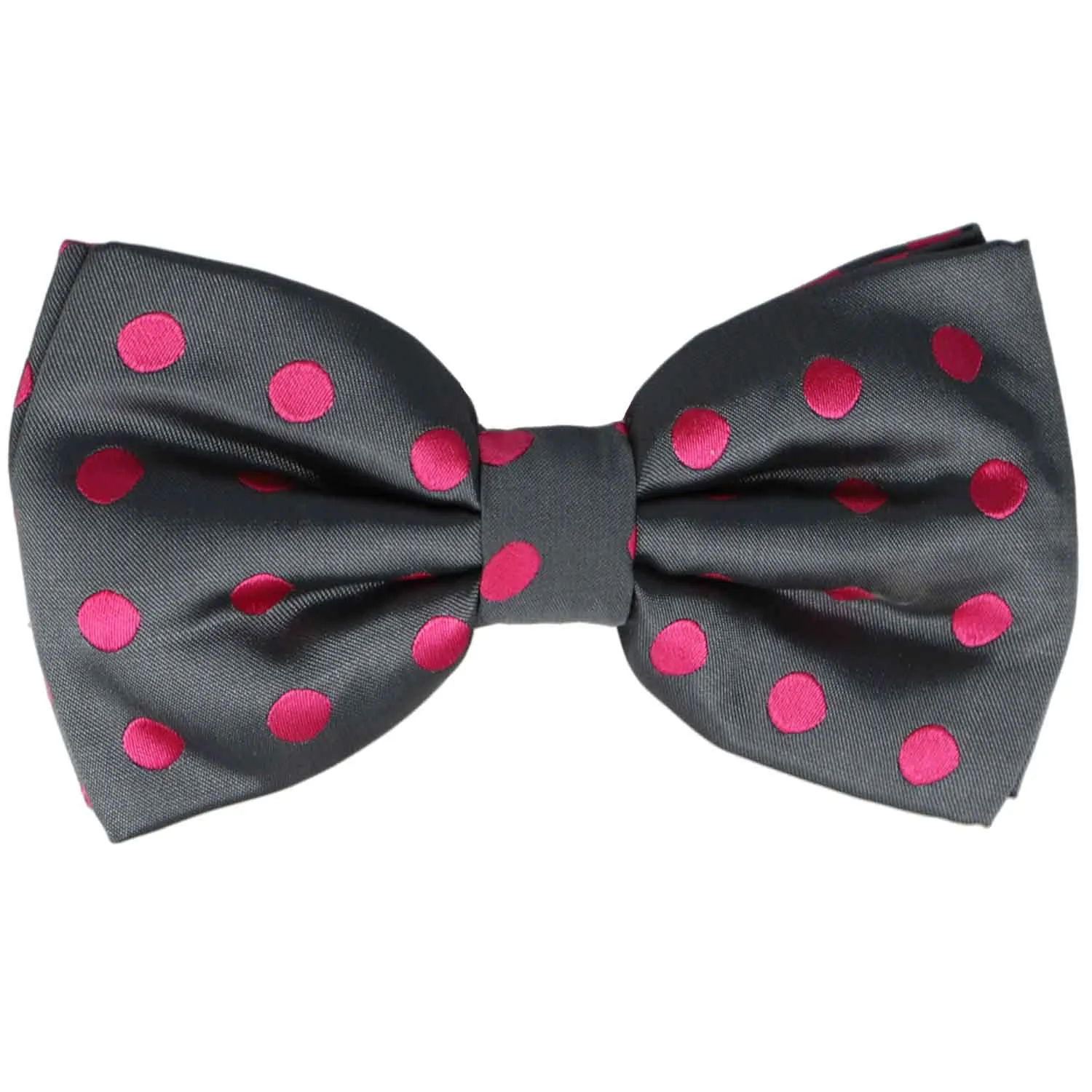 Dark Gray and Fuchsia Quincy Polka Dot Bow Tie