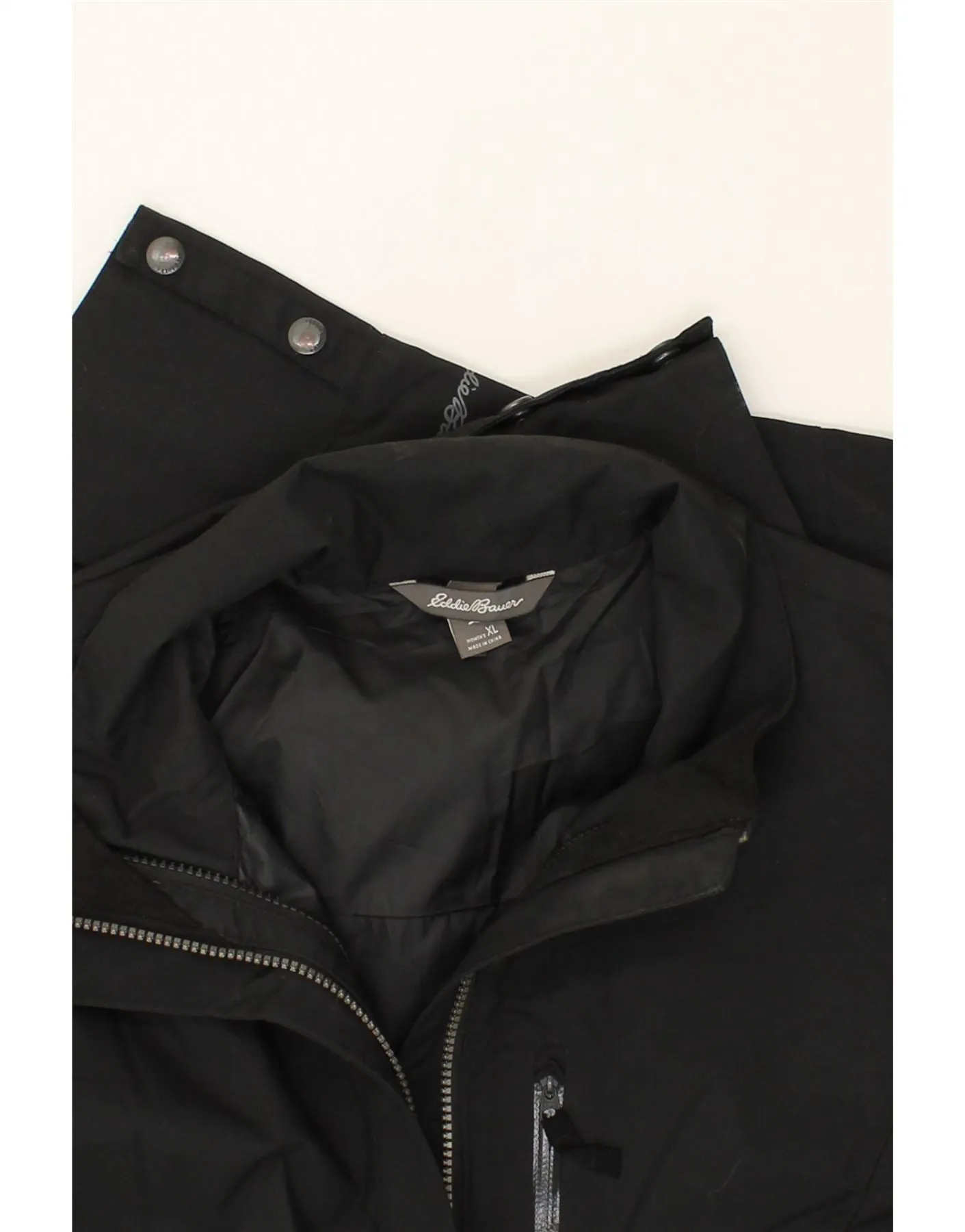 EDDIE BAUER Womens Overcoat UK 18 XL Black Nylon