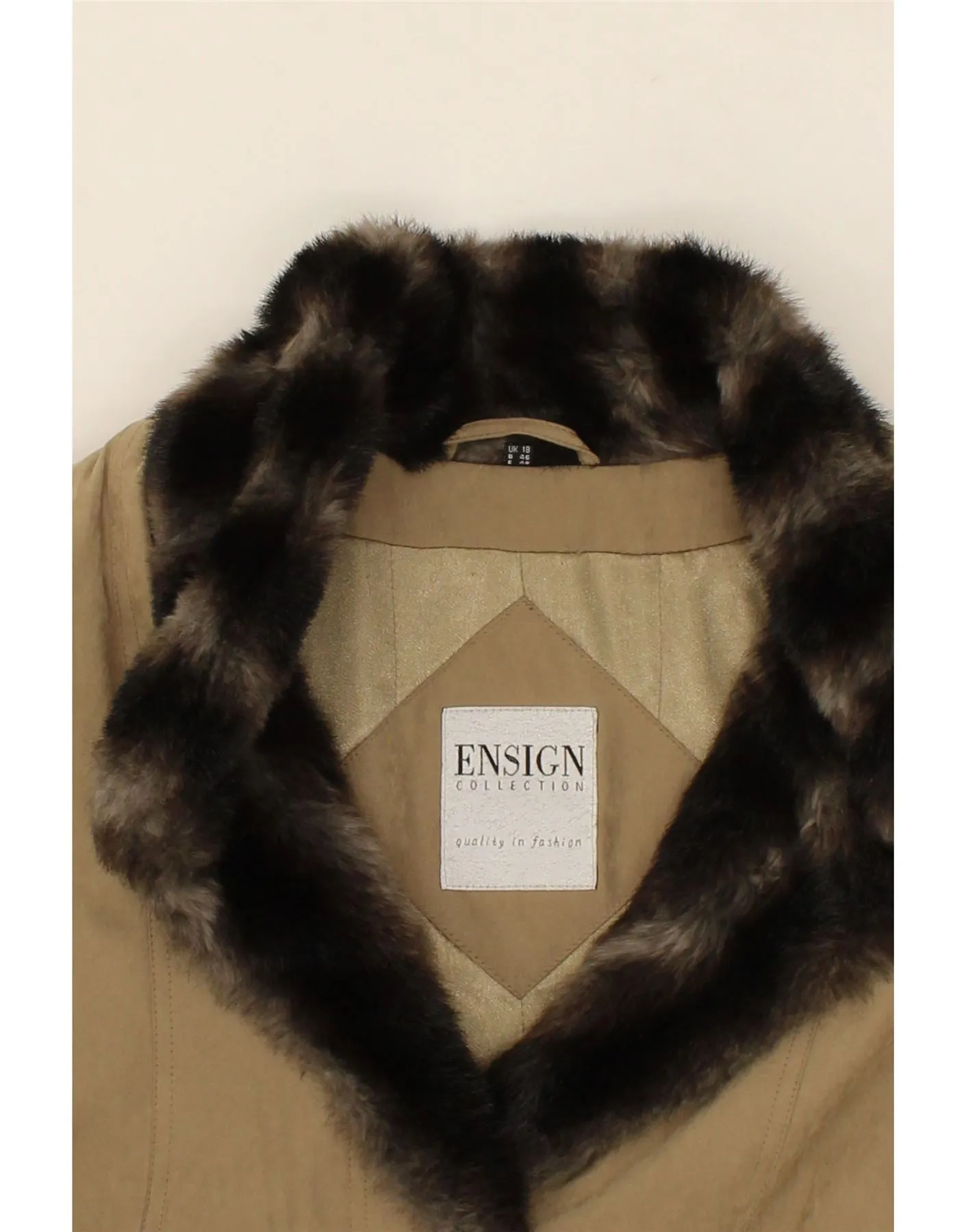 ENSIGN Womens Overcoat UK 18 XL Beige Nylon