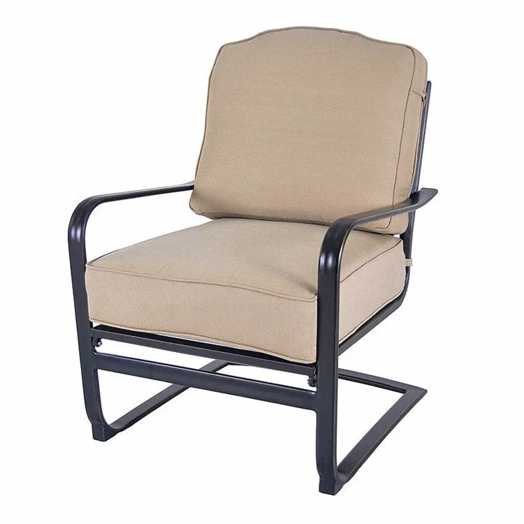 Five-Piece Taupe and Black Patio Chair and Gas Fire Pit Outdoor Furniture Set