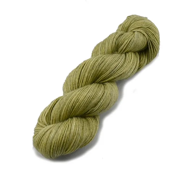 Hand Dyed Baby Alpaca Knitting Yarn 4 Ply Fingering Weight in a Soft Olive Green 12196