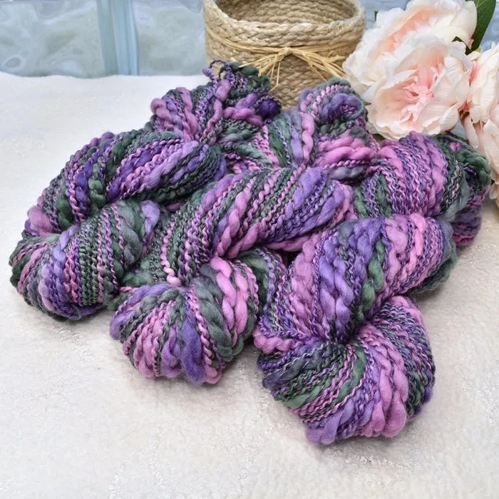 Handspun Chunky Tasmanian Merino Yarn in African Violets 13218