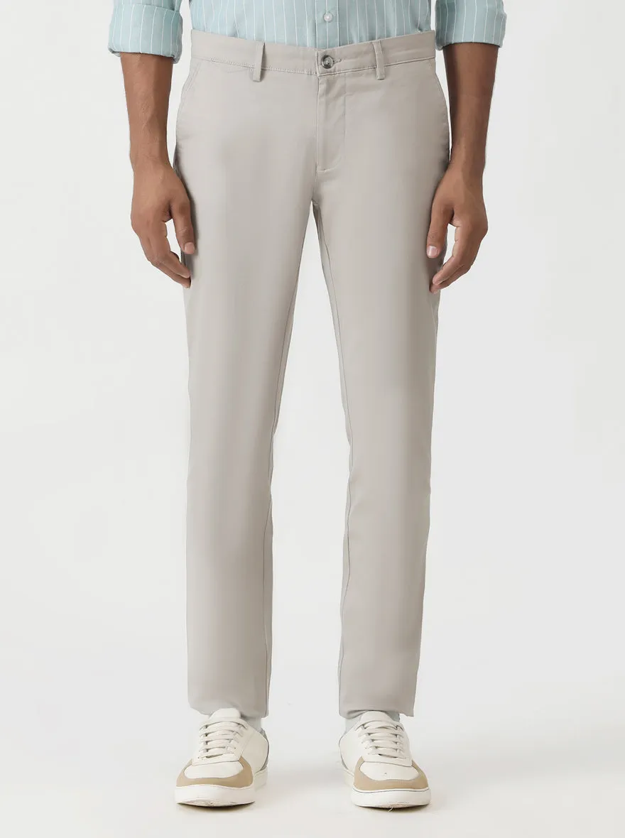 Light Grey Dobby Super Slim Fit Casual Trouser | Greenfibre
