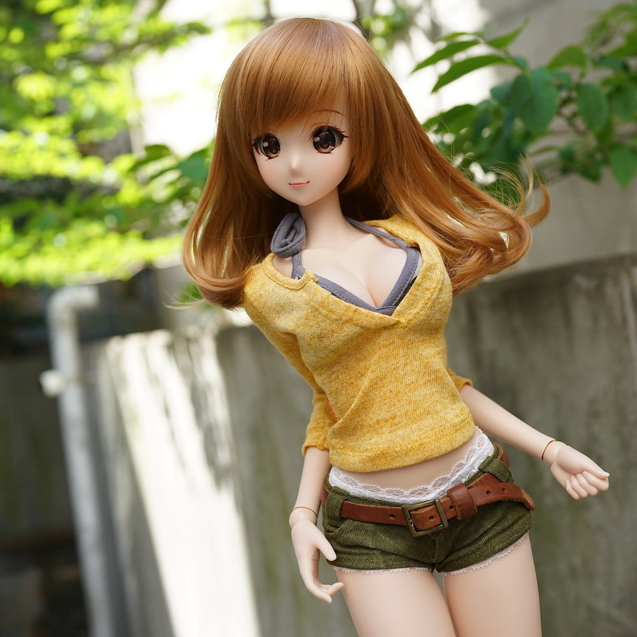 Low Rise Short Jeans (Worn Khaki Green)