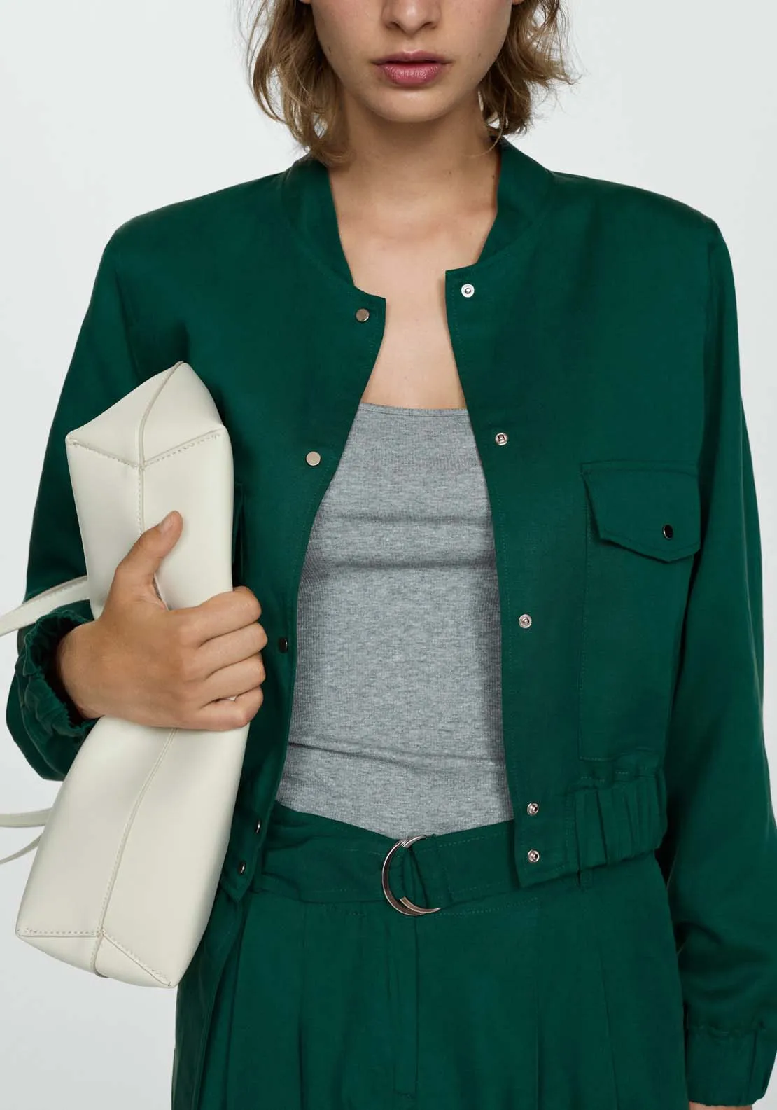 Lyocell jacket with pockets - Green