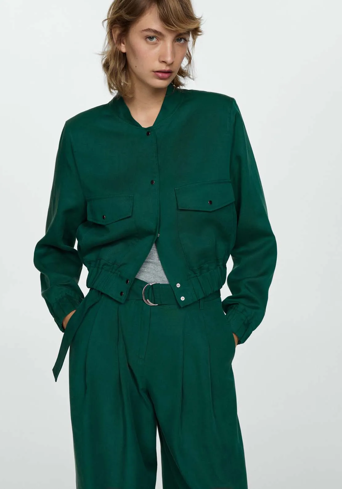 Lyocell jacket with pockets - Green
