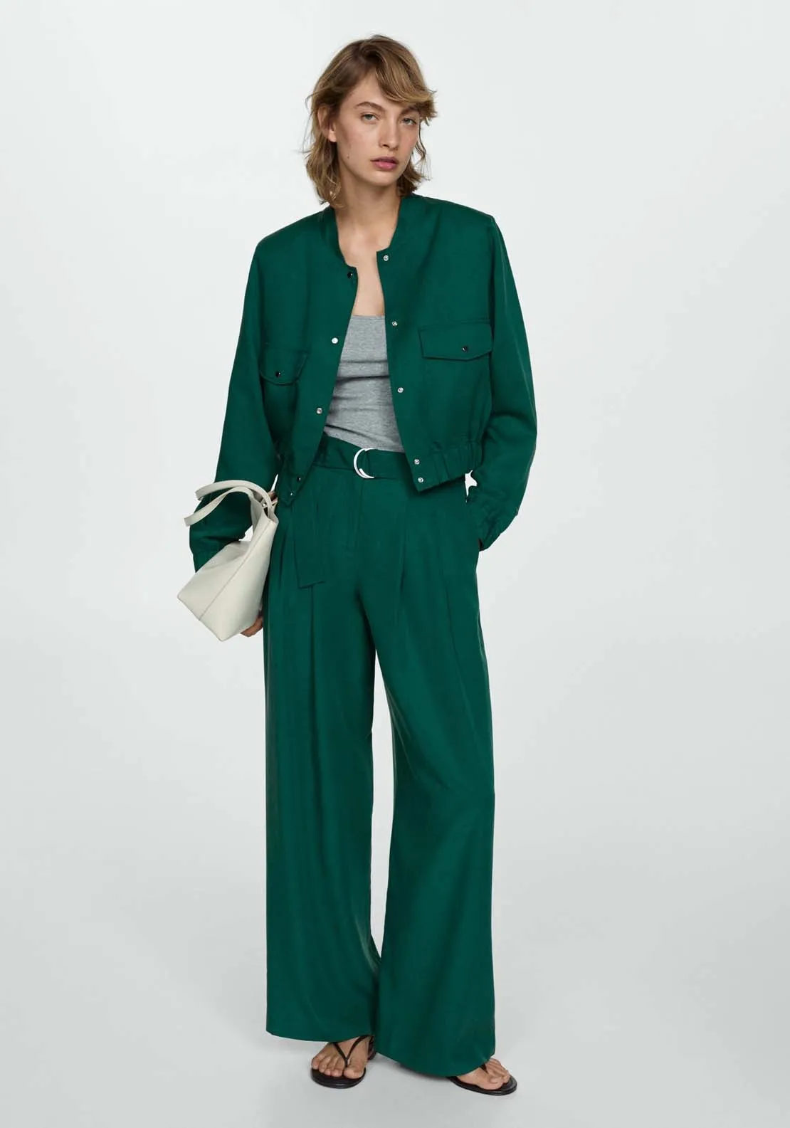 Lyocell jacket with pockets - Green