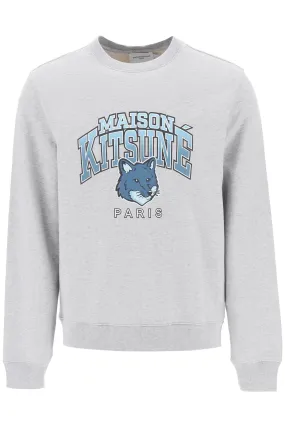 Maison kitsune crew-neck sweatshirt with campus fox print