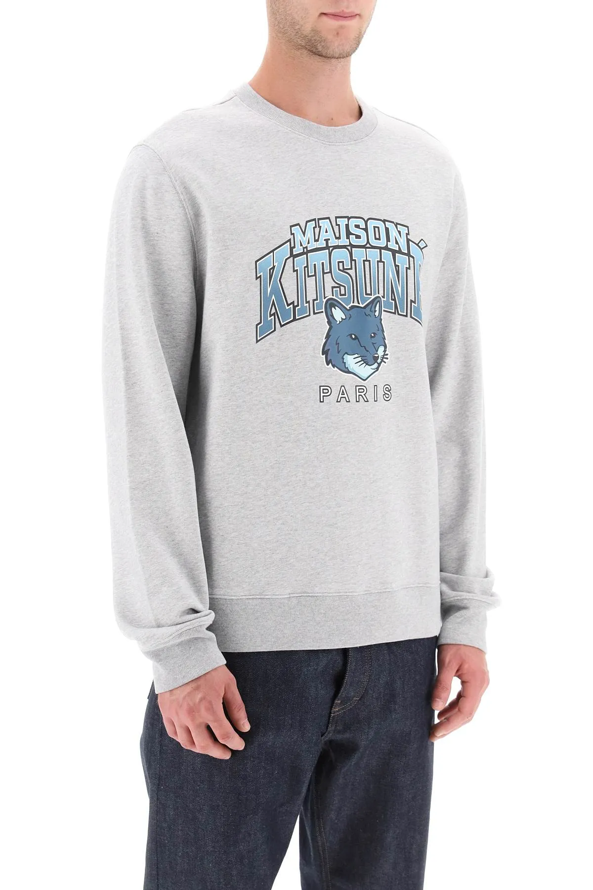Maison kitsune crew-neck sweatshirt with campus fox print
