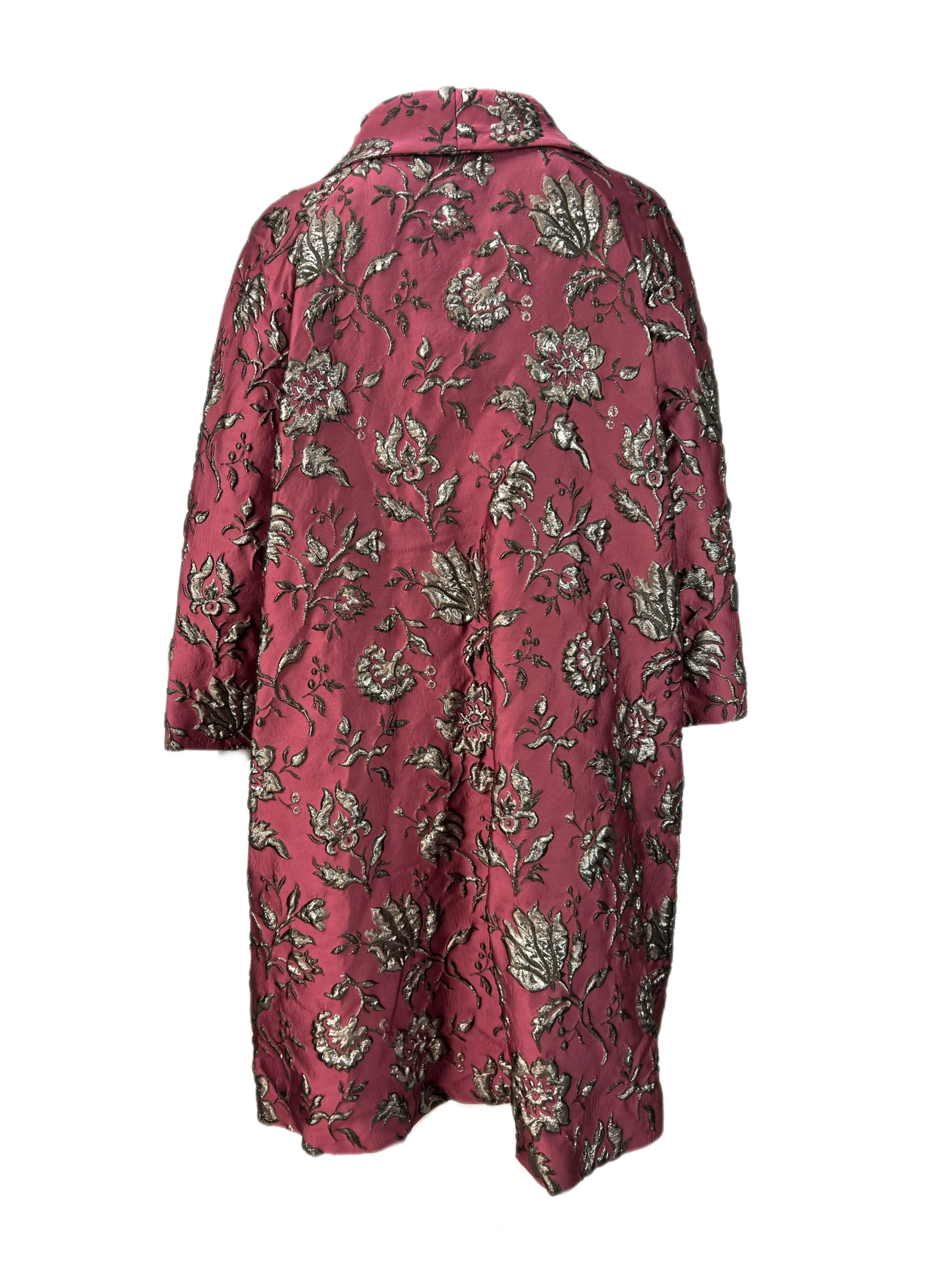 Marina Rinaldi Women's Red Trousse Floral Overcoat NWT