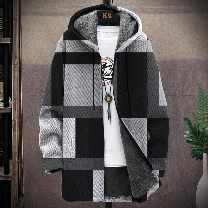 MEN'S PRINTED HOODED FLEECE JACKET 55210560YM