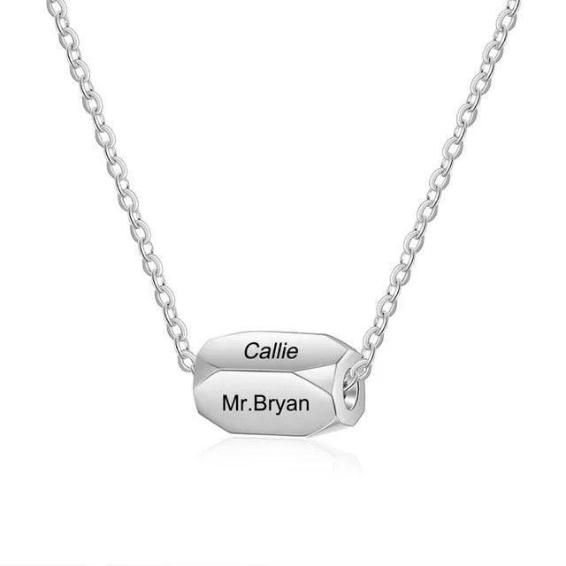 Personalized Stainless Steel 3 Color Strip Fashion Necklace With Engraved Name Pendant