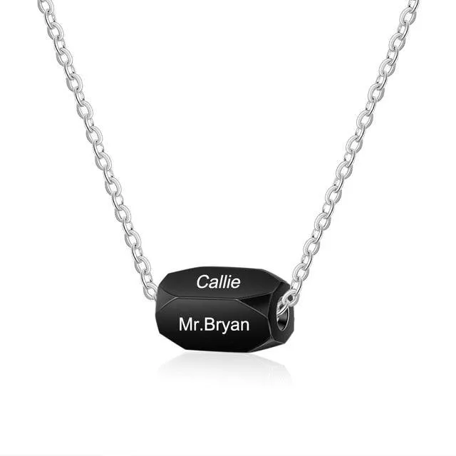 Personalized Stainless Steel 3 Color Strip Fashion Necklace With Engraved Name Pendant