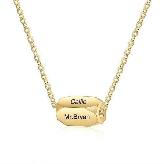 Personalized Stainless Steel 3 Color Strip Fashion Necklace With Engraved Name Pendant