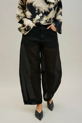 Pot Black Sheer Barrel Leg Pants