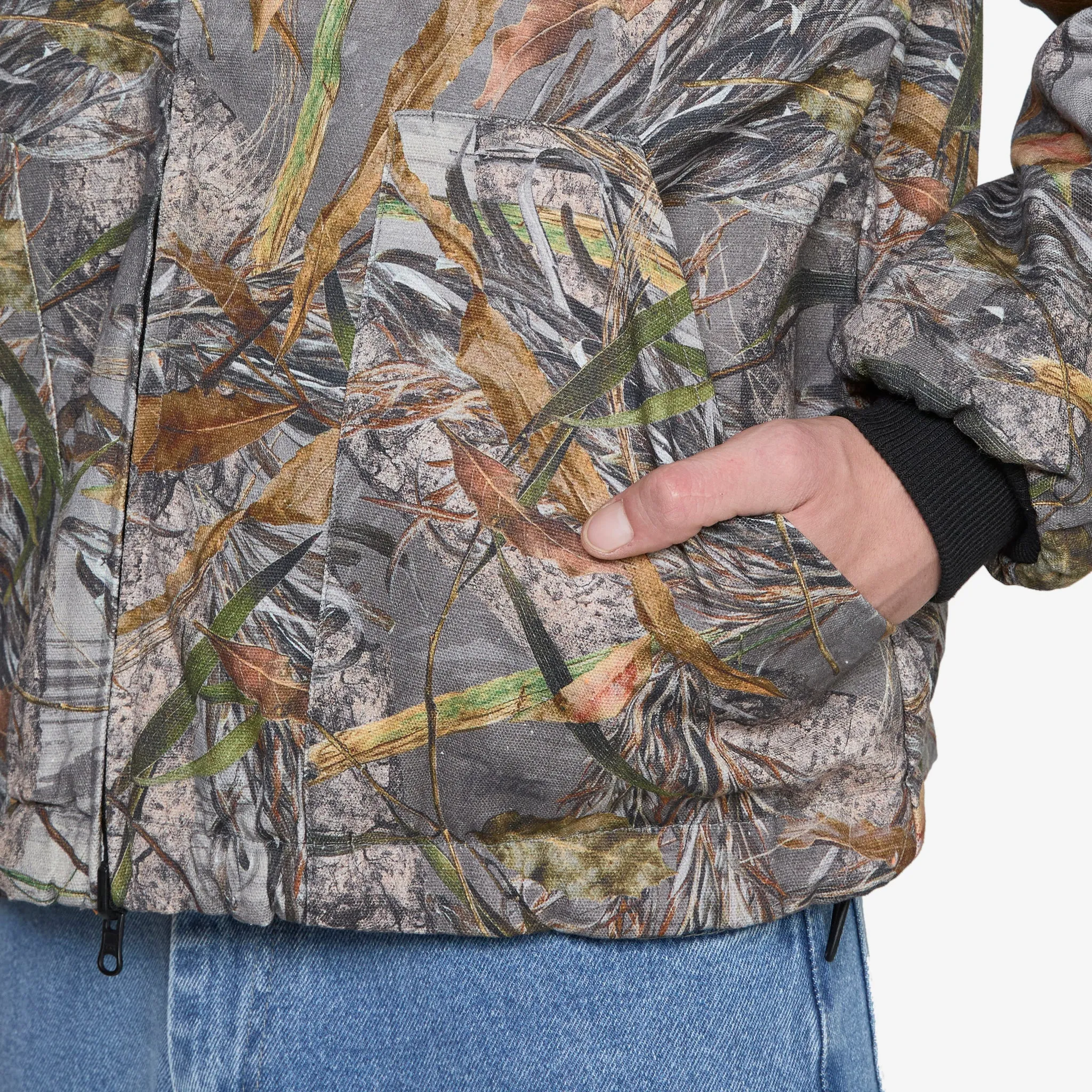 Reversible Canvas Bomber Jacket Nature Print
