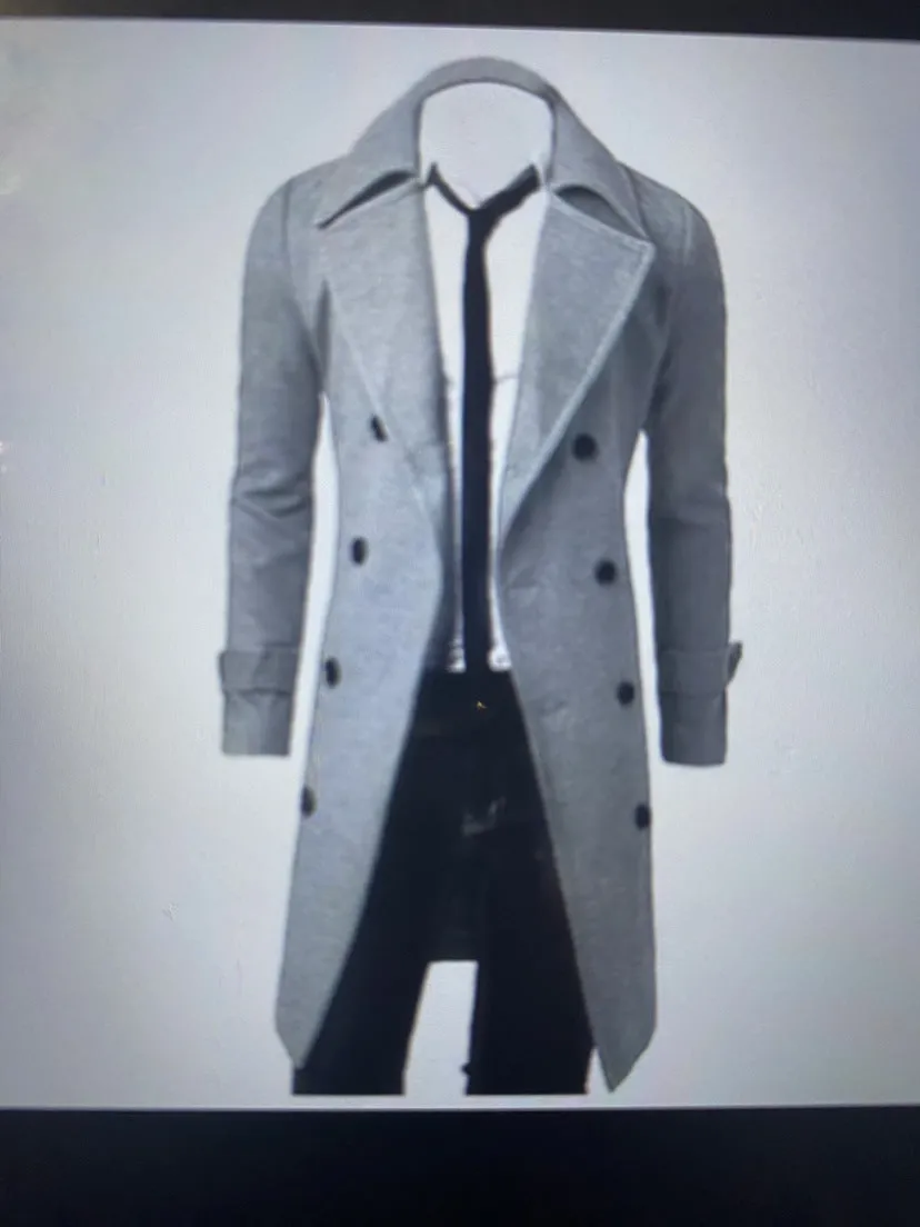 Riolio suit [M-4XL] 2024 New Men's Double Breasted Nylon Trench Coat Mid-Length Slim Casual Overcoat Coat