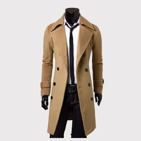 Riolio suit [M-4XL] 2024 New Men's Double Breasted Nylon Trench Coat Mid-Length Slim Casual Overcoat Coat