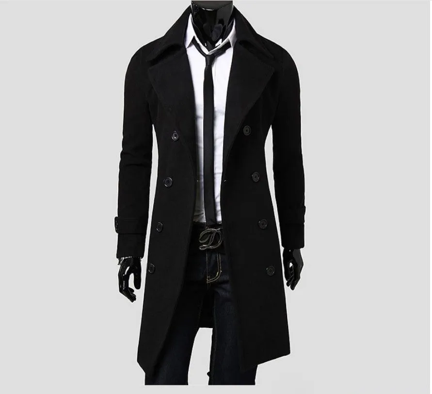 Riolio suit [M-4XL] 2024 New Men's Double Breasted Nylon Trench Coat Mid-Length Slim Casual Overcoat Coat