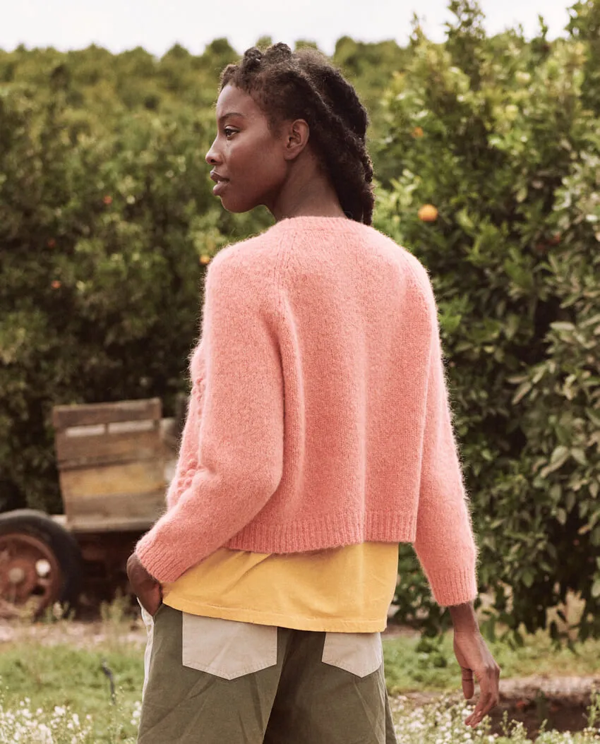 The Great - The Diamond Bobble Cardigan in Bright Rouge