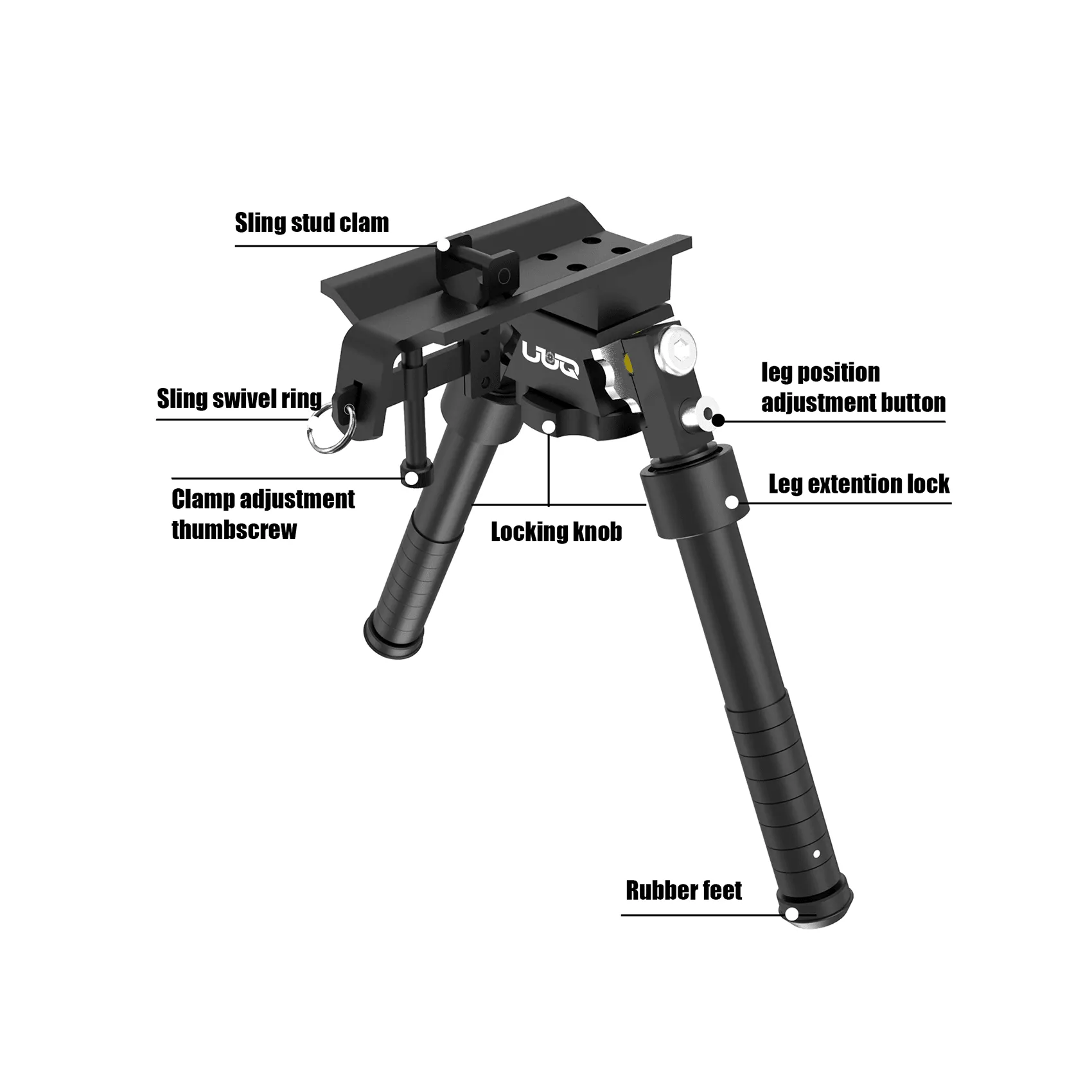 UUQ QV8 6"-9" Inches Tactical Rifle Adjustable Bipod Directly Attach to Sling Swivel Stud