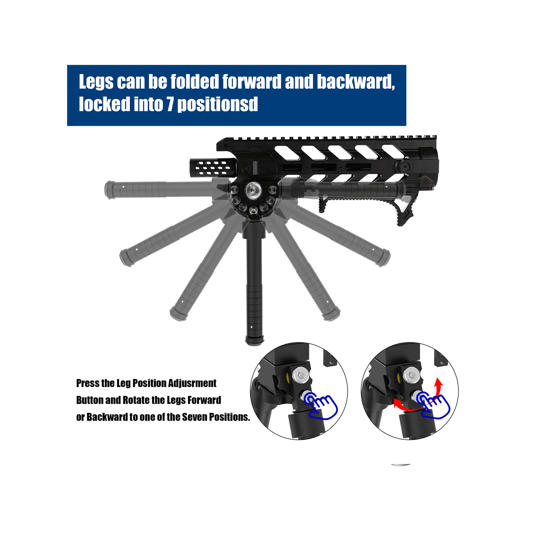 UUQ QV8 6"-9" Inches Tactical Rifle Adjustable Bipod Directly Attach to Sling Swivel Stud