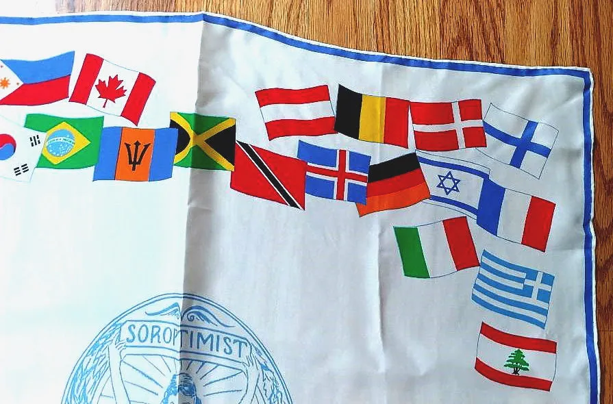 *VINTAGE 1971 VERA NEUMANN SOROPTIMIST ASSOCIATION JUBILEE SILK SCARF