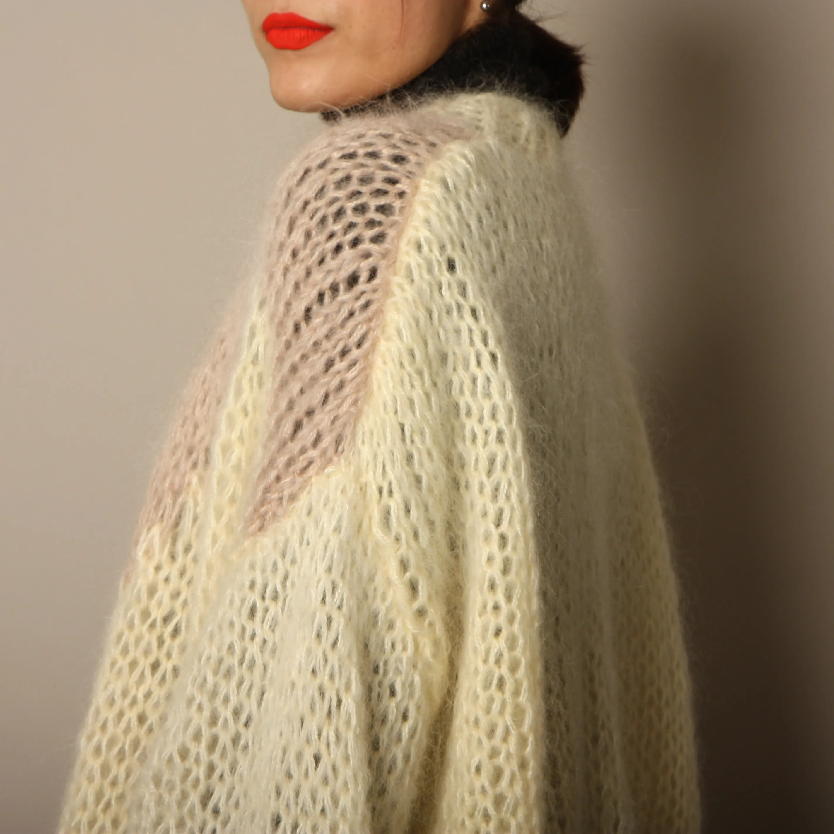Vintage Softest Hand Knit Balloon Sleeve Sweater Coat