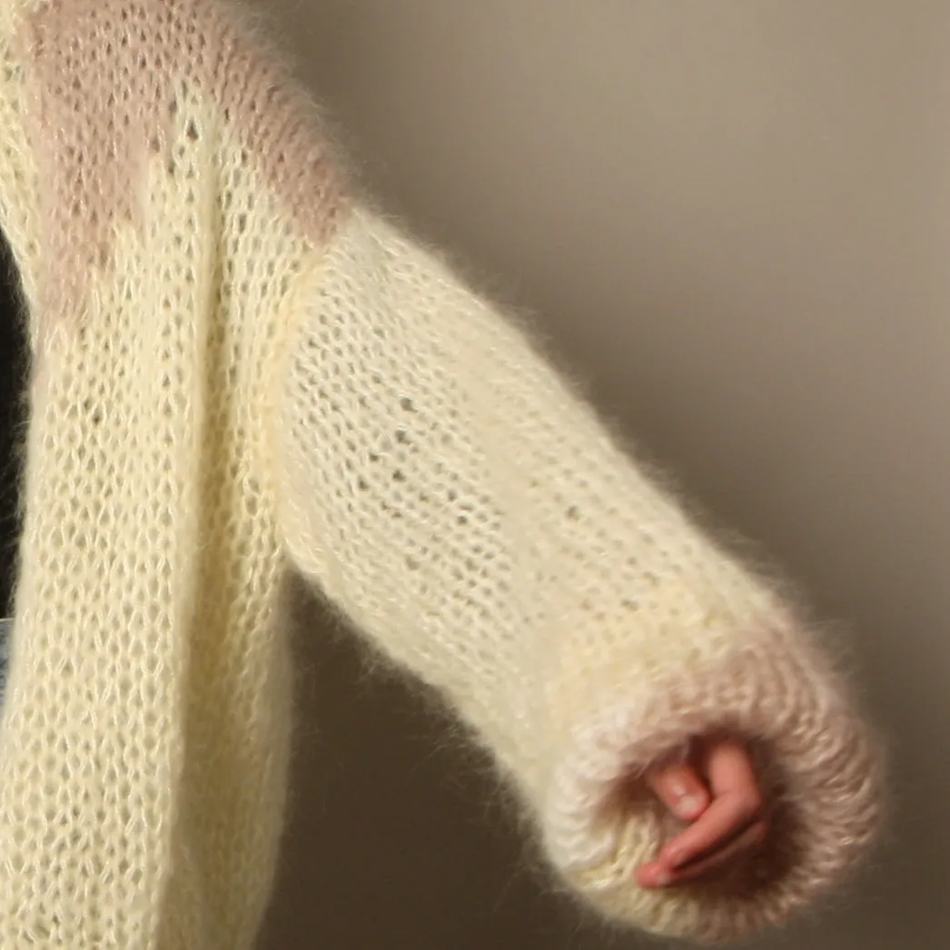 Vintage Softest Hand Knit Balloon Sleeve Sweater Coat