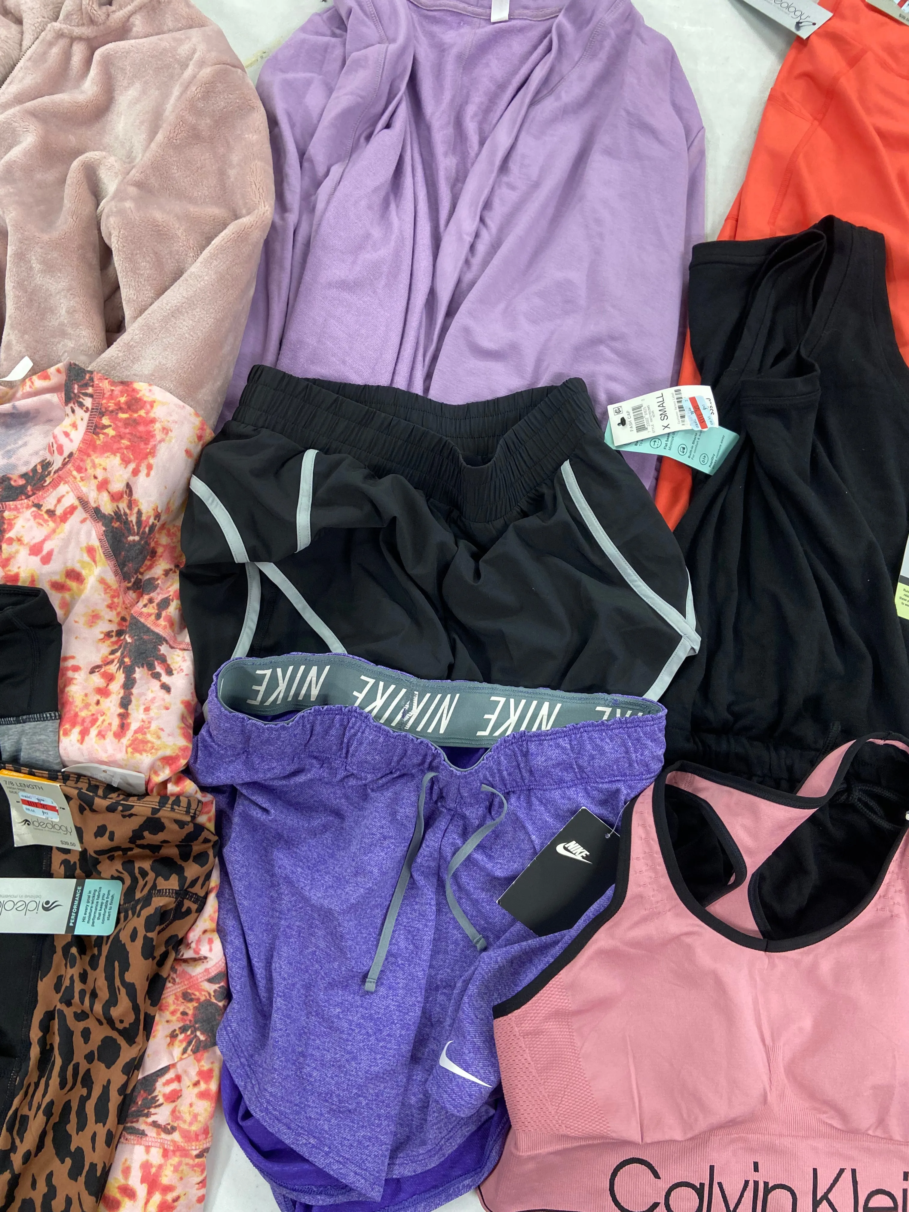 Women's Clothing Activewear Wholesale Lot, NIKE, CALVIN KLEIN, IDEOLOGY and more, 11 items, Shelf Pulls, MSRP $454