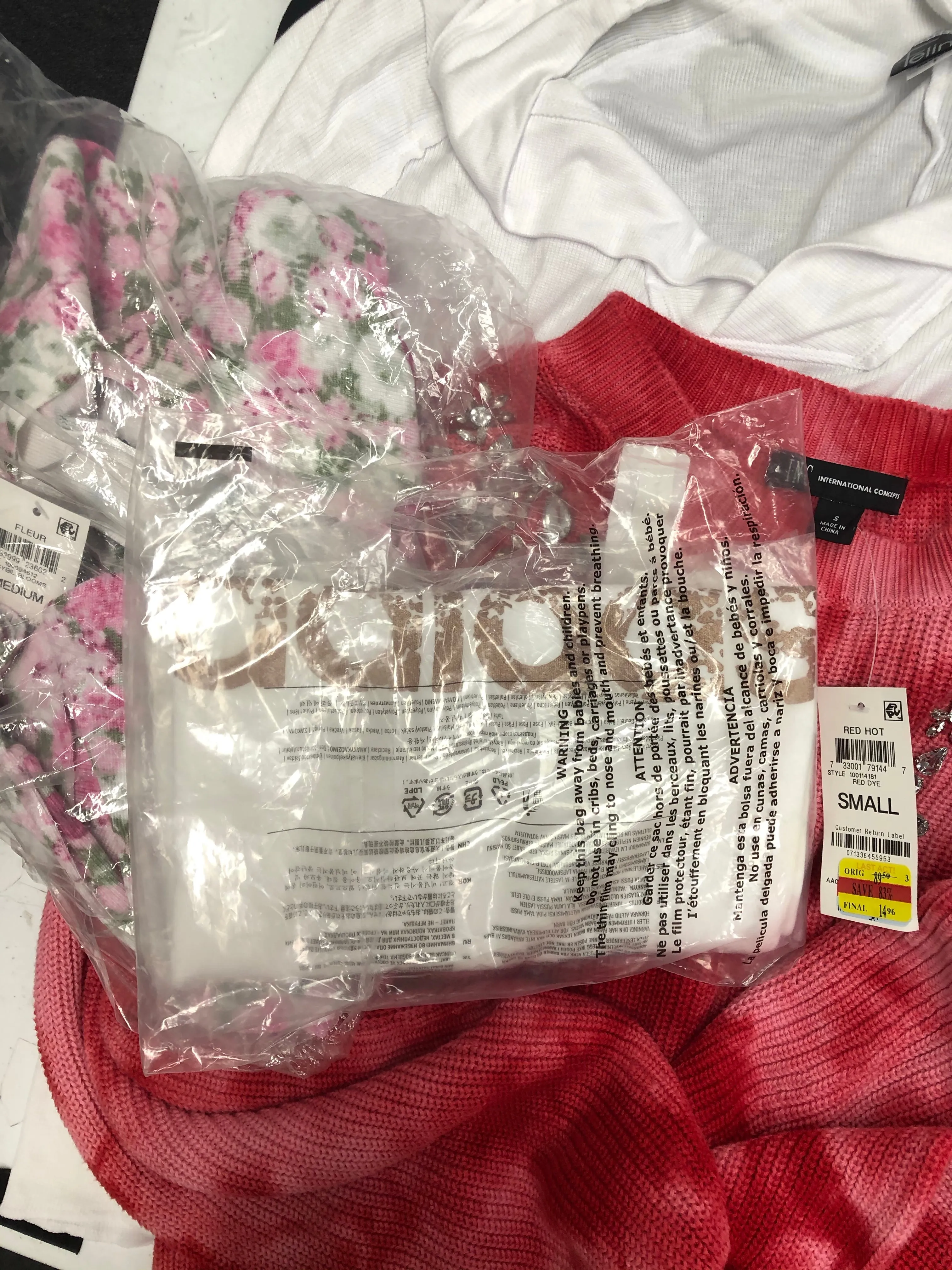 Women's Clothing Top Wholesale Lot, Puma, Calvin Klein, Adidas, American Apparel, Felina, Alfani and more, 16 Units, Shelf Pulls, MSRP $870.99