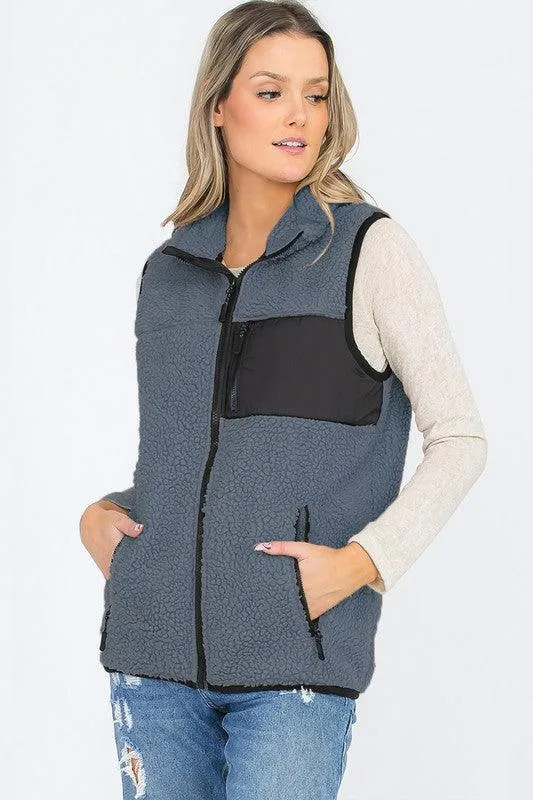 Womens Sherpa Fleece Vest